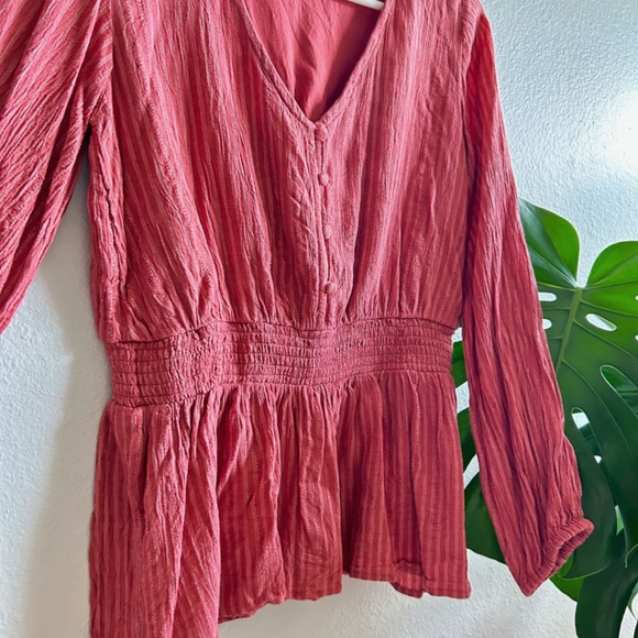 Downeast Pink and White Striped Blouse - Picture 6 of 8
